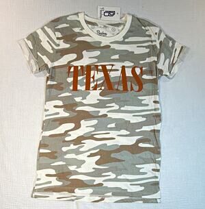 Pressbox Texas Camo Graphic Jersey Tee Crew Neck Short Sleeve S Women